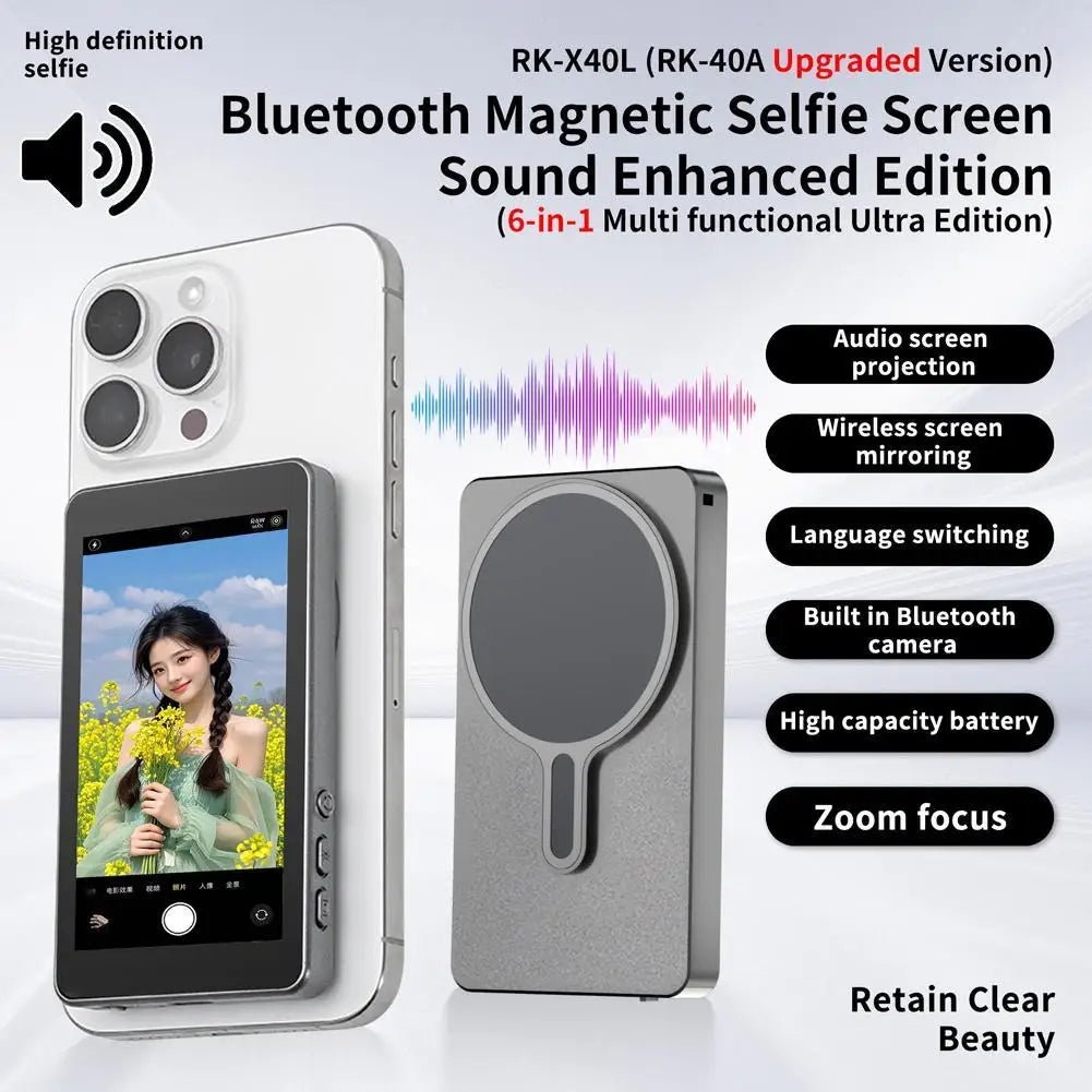 Magnetic Wireless Selfie Monitor Screen For IPhone and  Android, 3.94 HD Expansion Display Rear Camera Vlog Live Video Recording