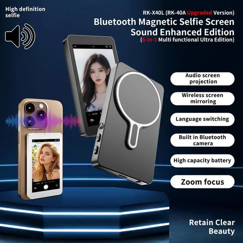 Magnetic Wireless Selfie Monitor Screen For IPhone and  Android, 3.94 HD Expansion Display Rear Camera Vlog Live Video Recording